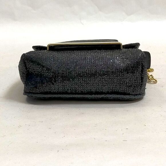 Auth Jimmy Choo Black Glitter Fabric Mini Caro Crossbody Bag Preloved Purse - Picture 4 of 7